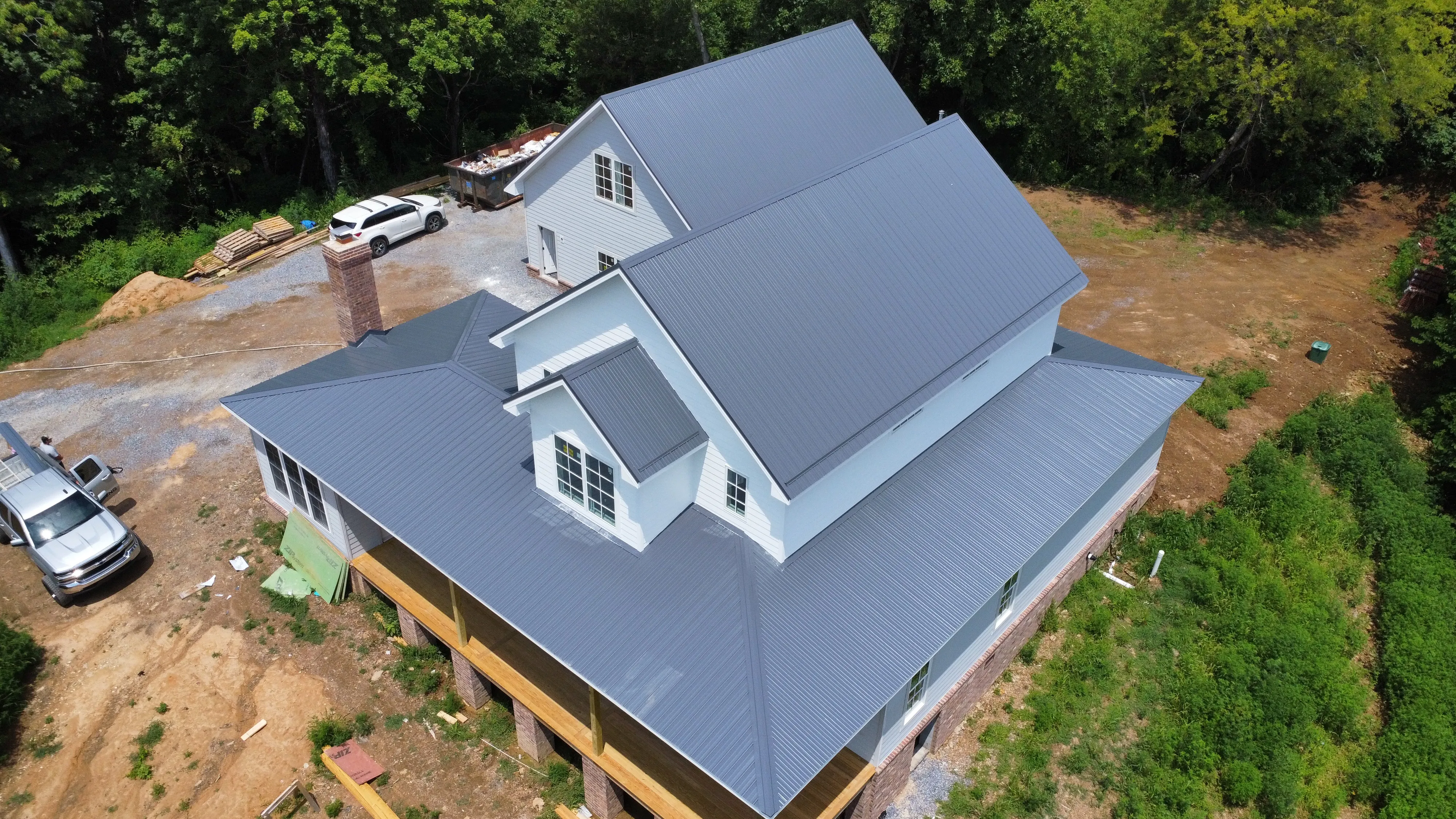 Newly built home with a standing-seam metal roof